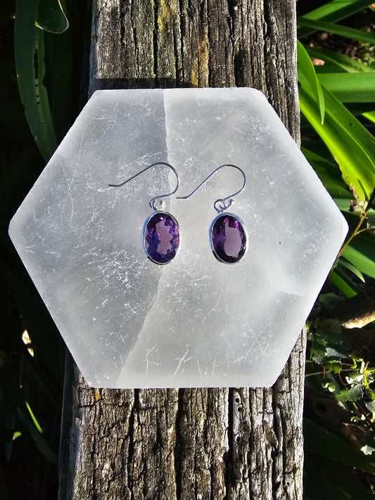 Amethyst | Faceted Sterling Silver Earrings B