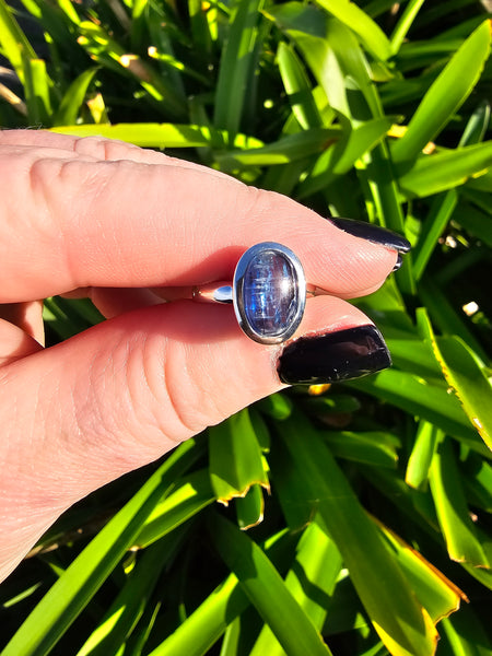 Blue Kyanite | Polished Sterling Silver Adjustable Ring A