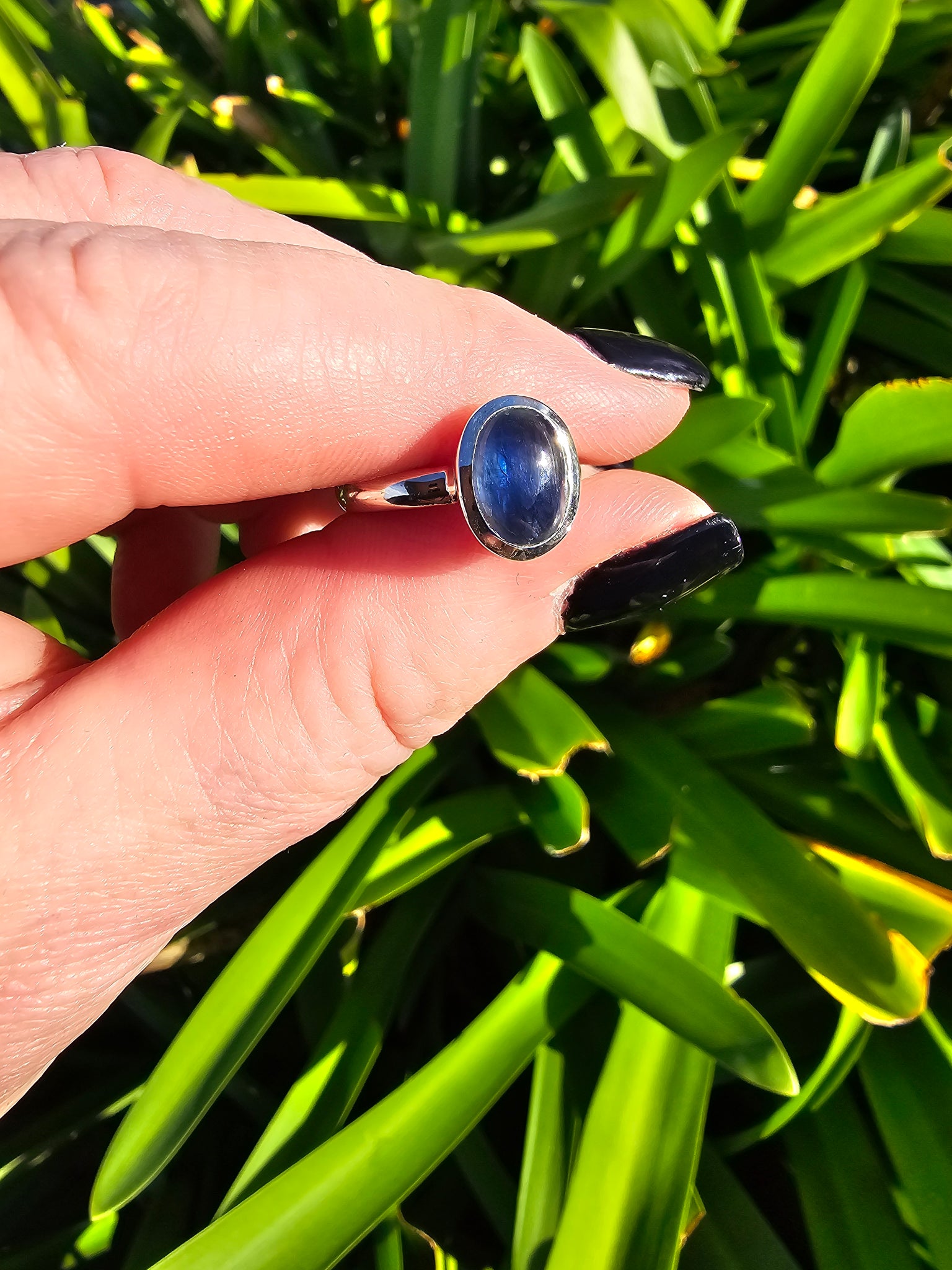 Blue Kyanite | Polished Sterling Silver Adjustable Ring B