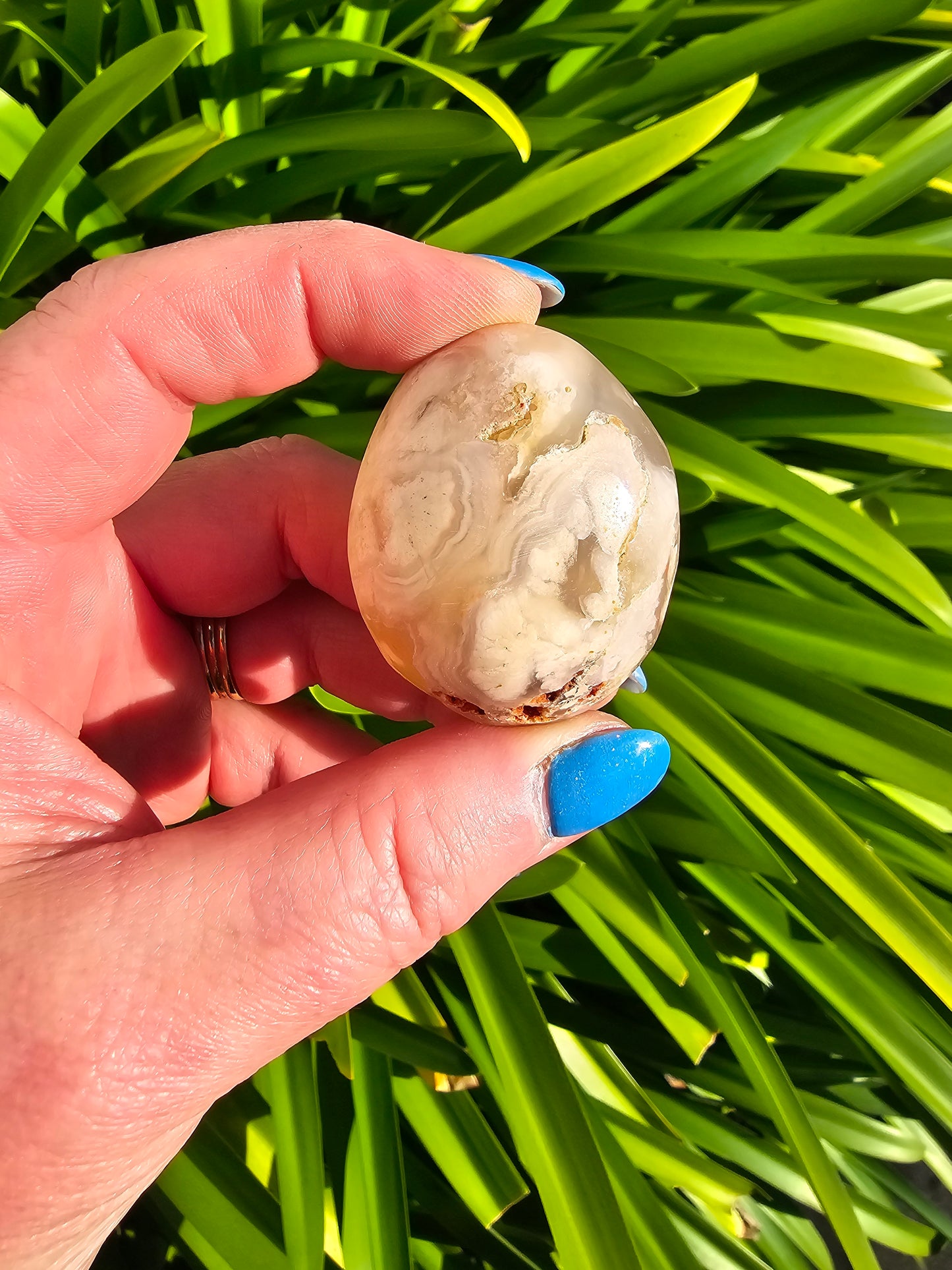 Flower Agate Palm Stone F