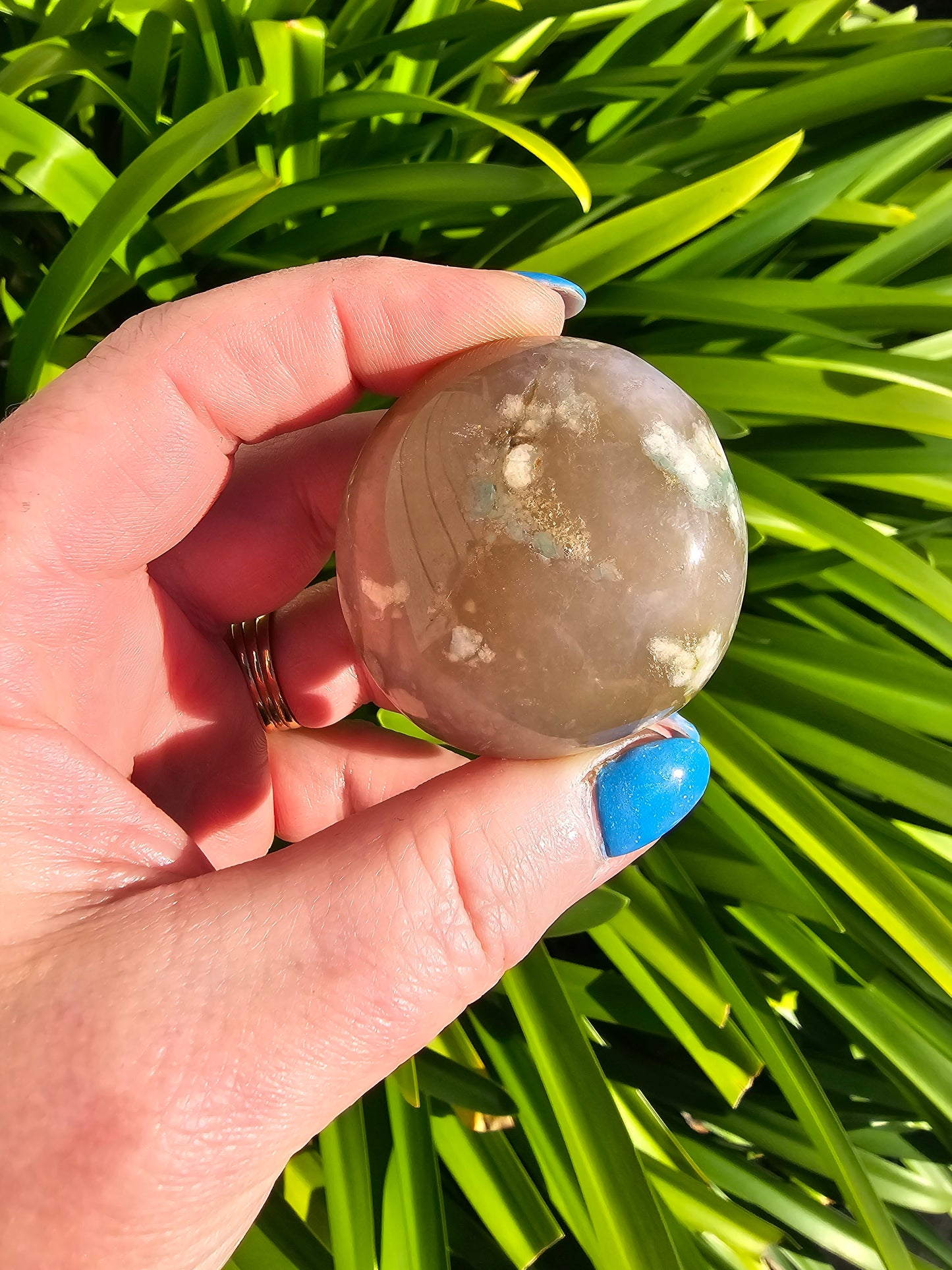 Flower Agate Palm Stone H