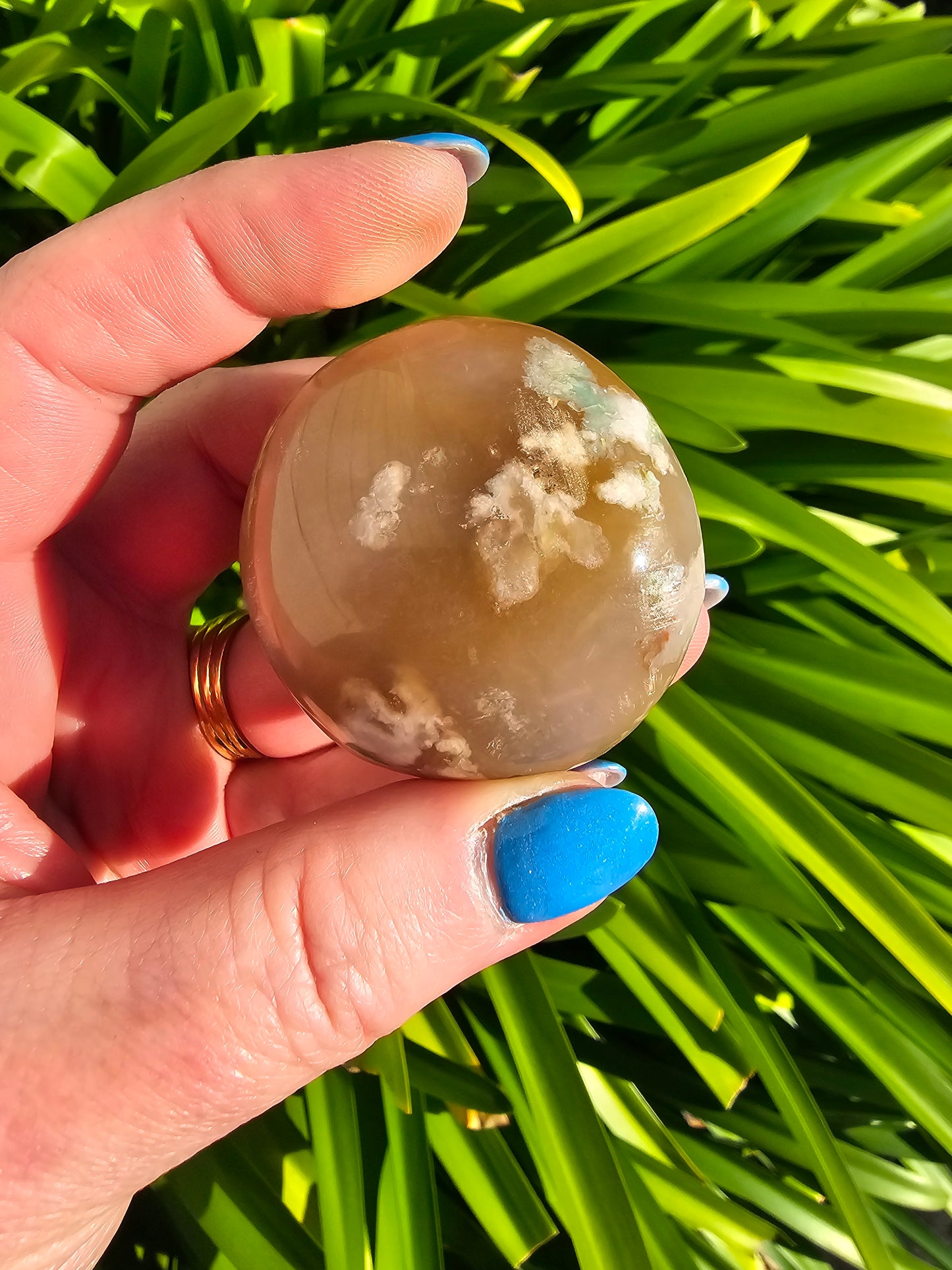 Flower Agate Palm Stone H