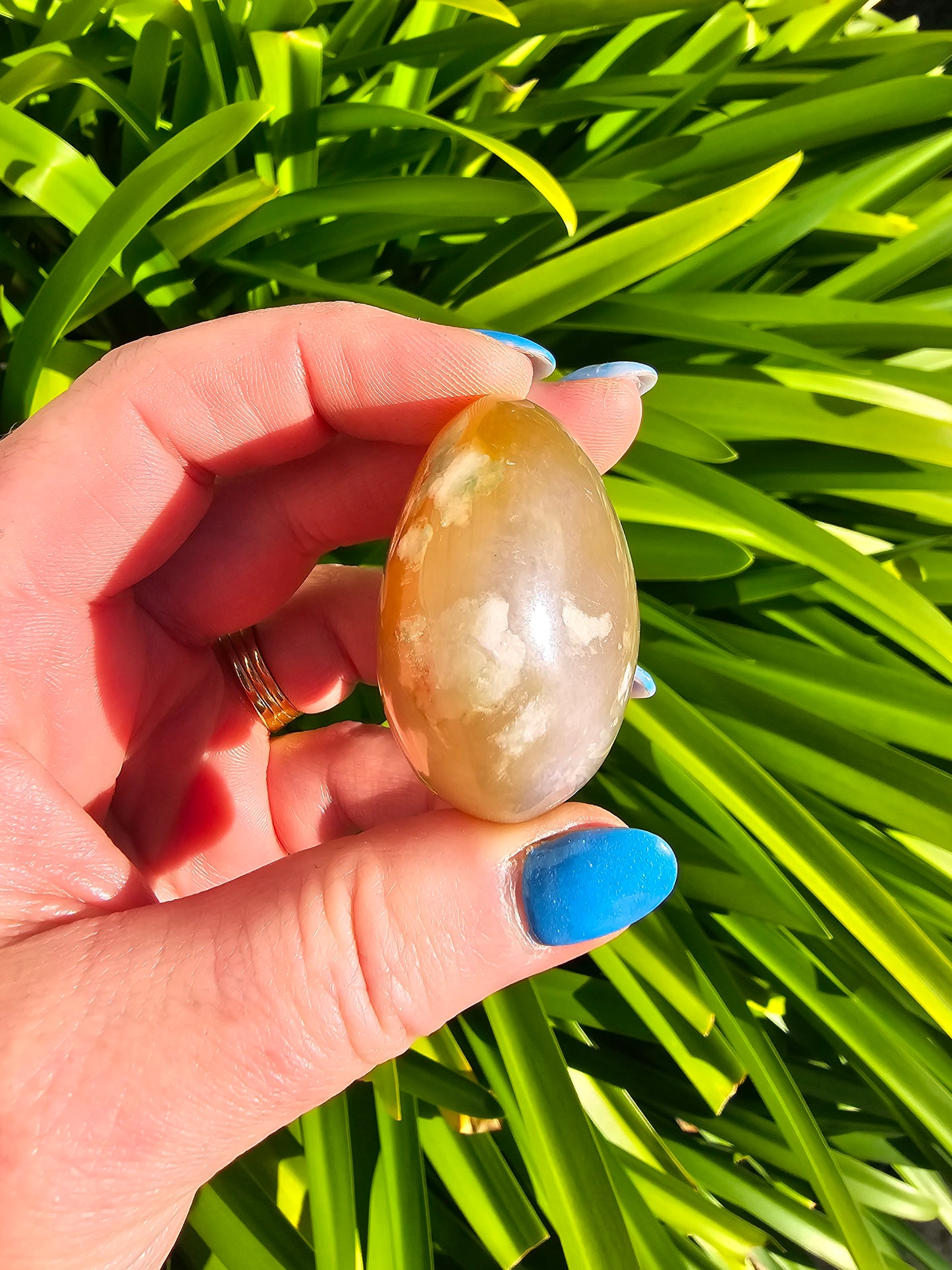 Flower Agate Palm Stone H