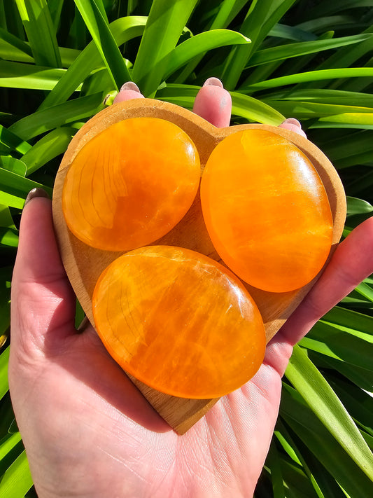 Orange Calcite Large Palm Stone