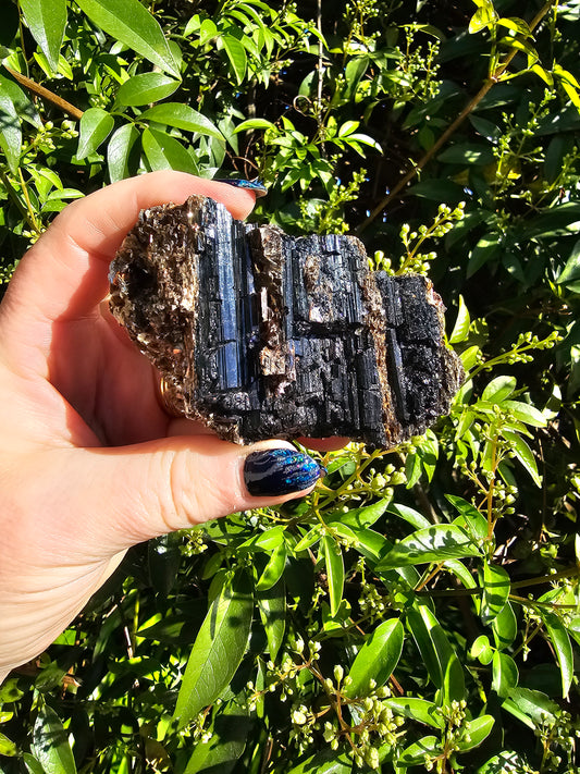 Black Tourmaline & Mica Rough C