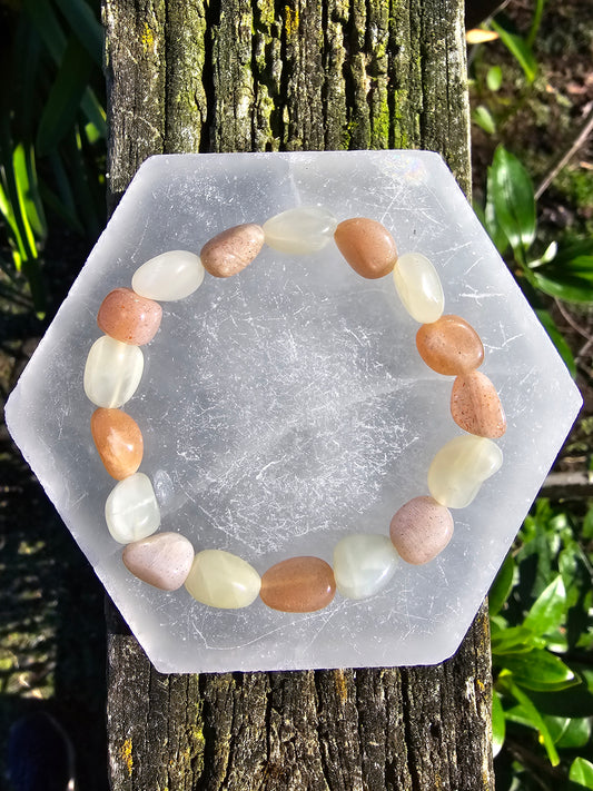 Peach Moonstone | Nugget Bead Bracelet