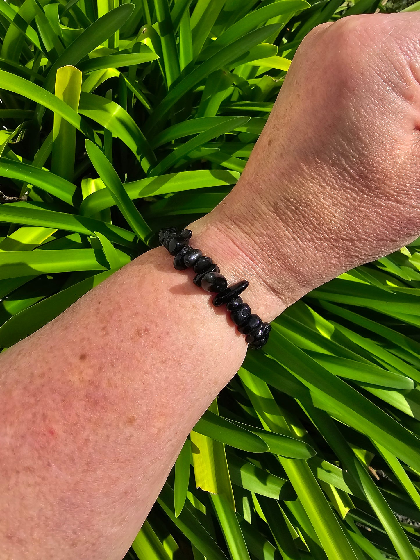 Black Obsidian Crystal Chip Bracelet