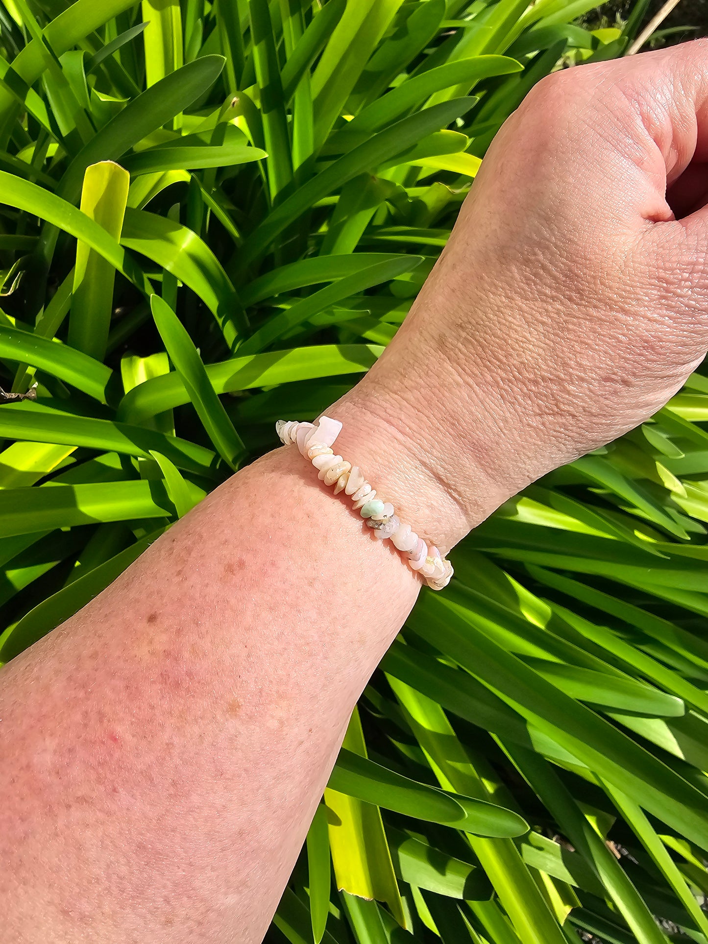 Pink Opal Crystal Chip Bracelet