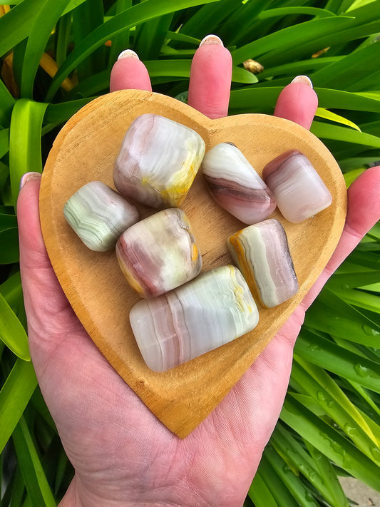 Pink Banded Calcite Tumbled Stone