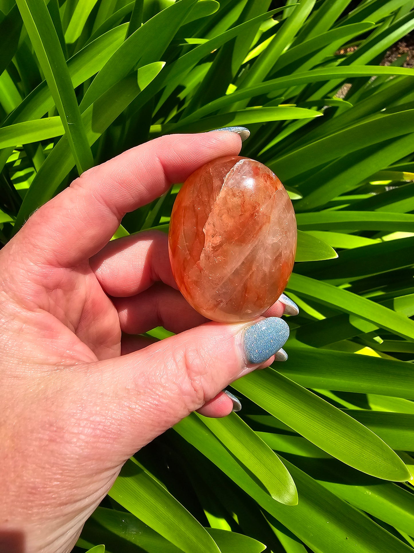 Fire Quartz Palm Stone Medium