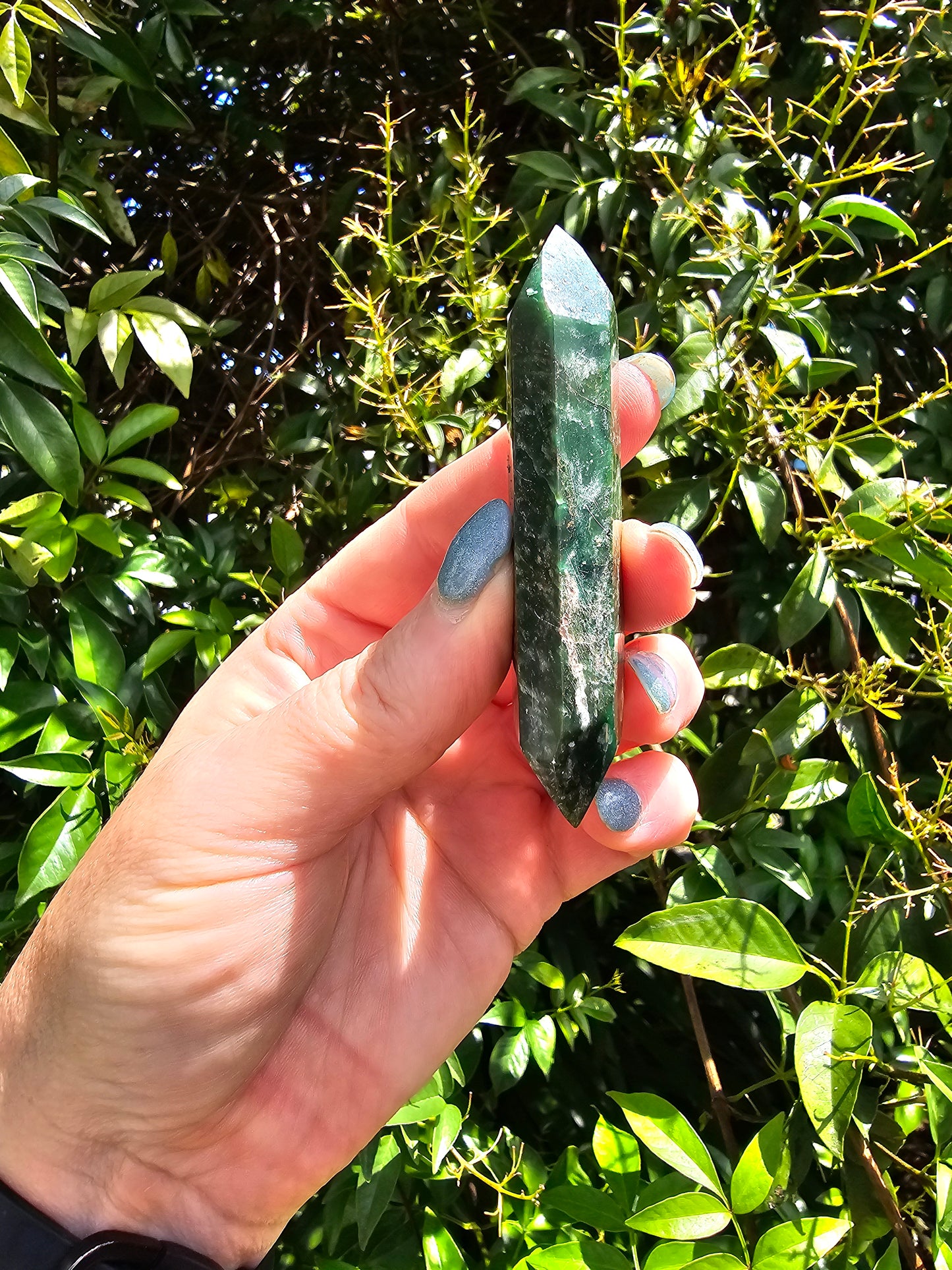 Fuchsite With Jadeite Double Terminated Point