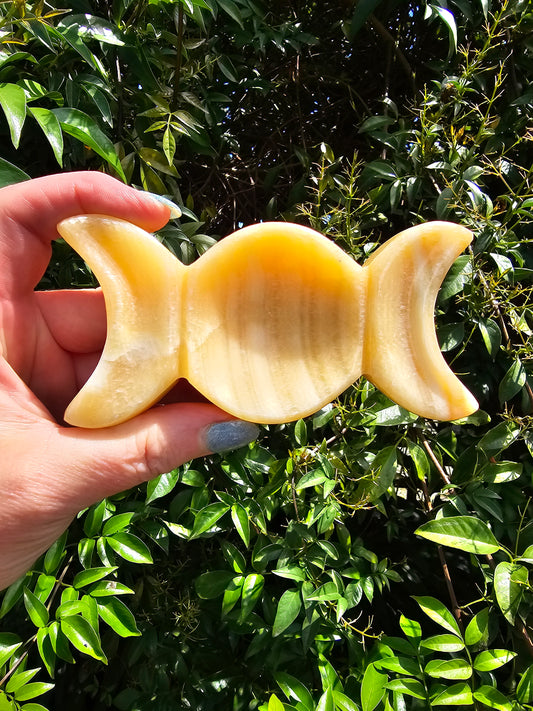 Orange Calcite Triple Moon Phase Dish