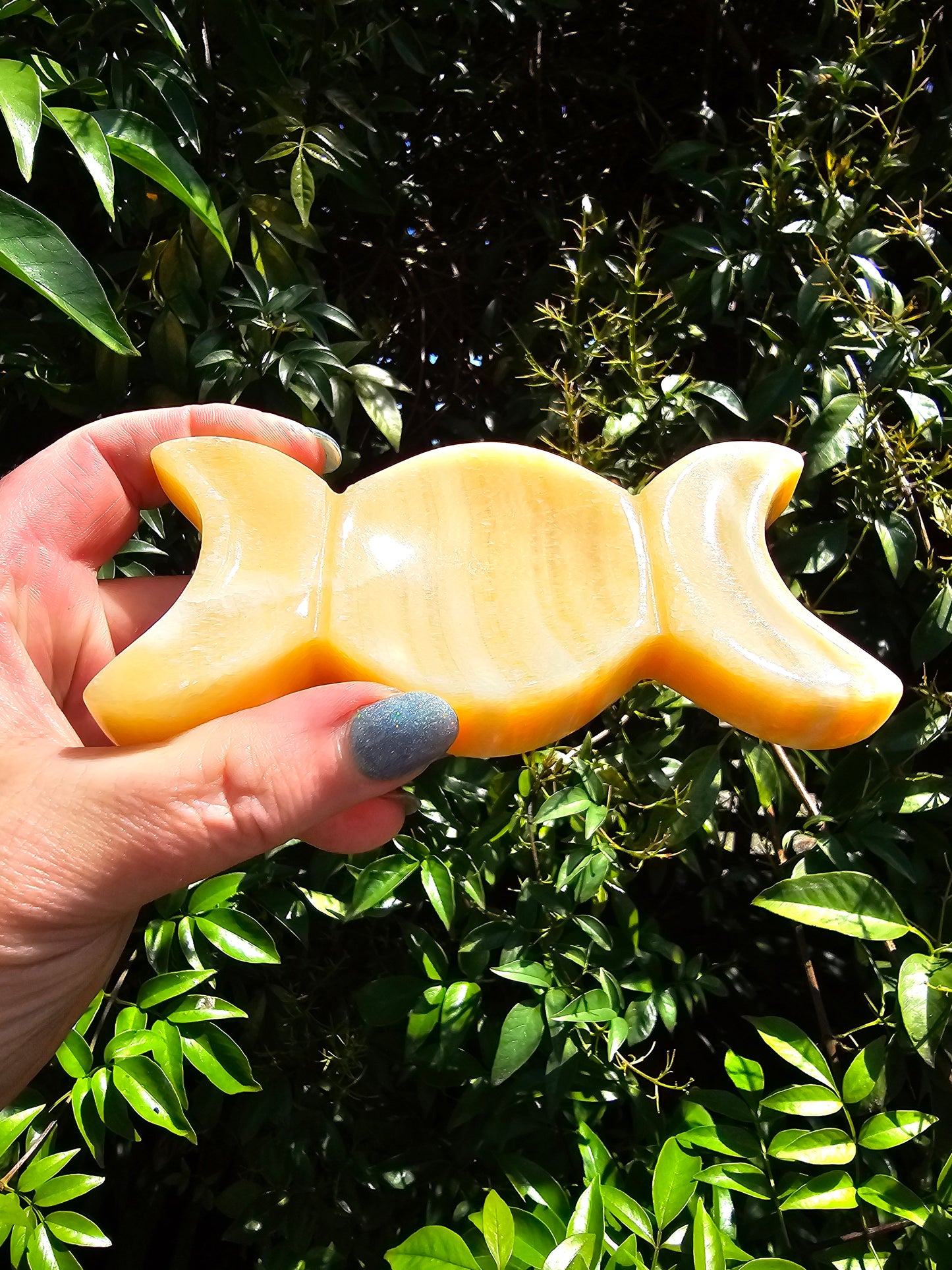 Orange Calcite Triple Moon Phase Dish