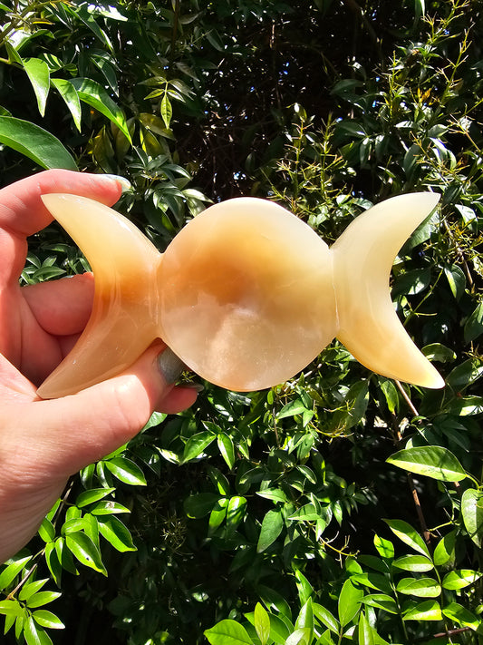 Honey Calcite Triple Moon Phase Dish