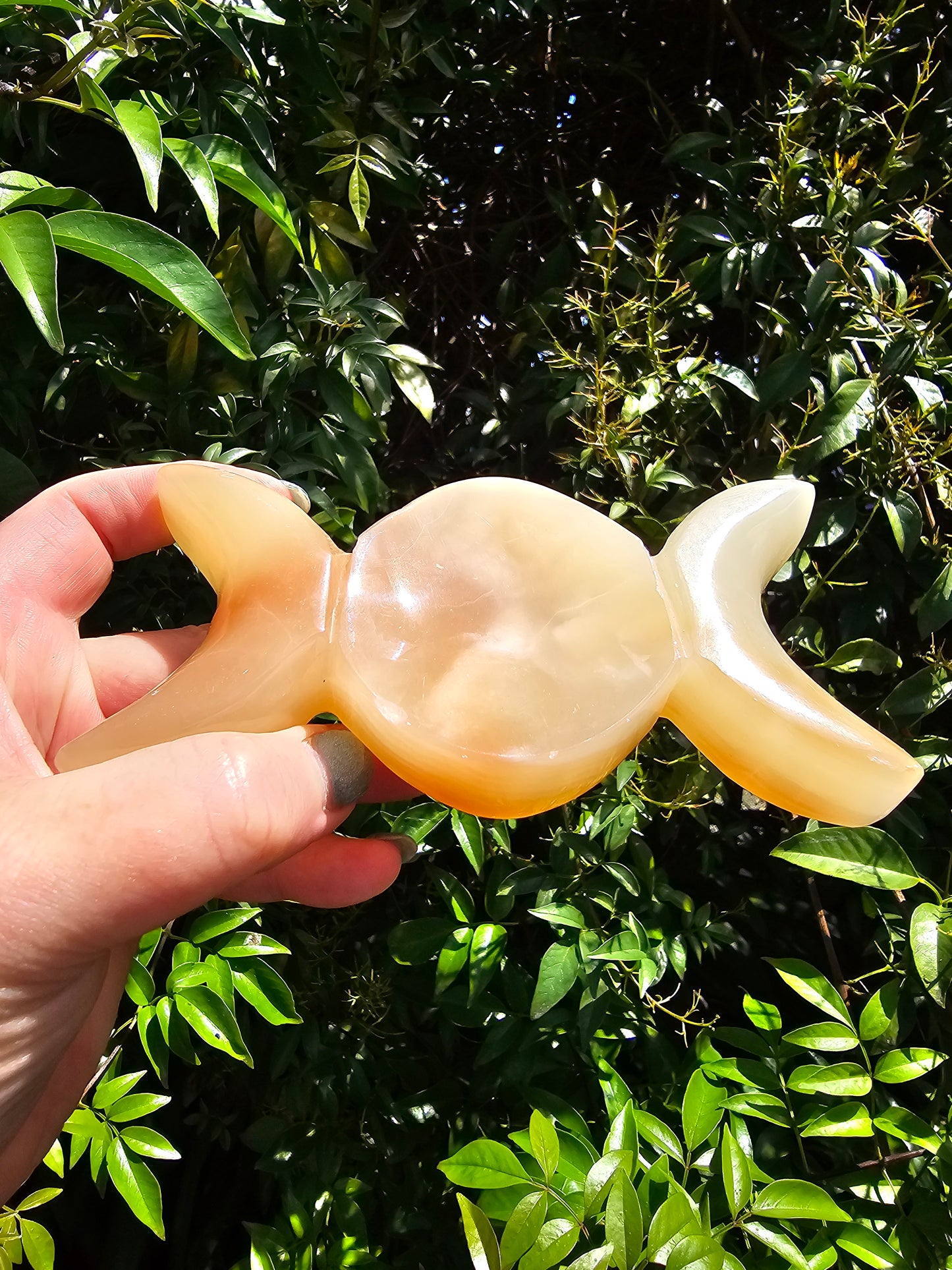 Honey Calcite Triple Moon Phase Dish