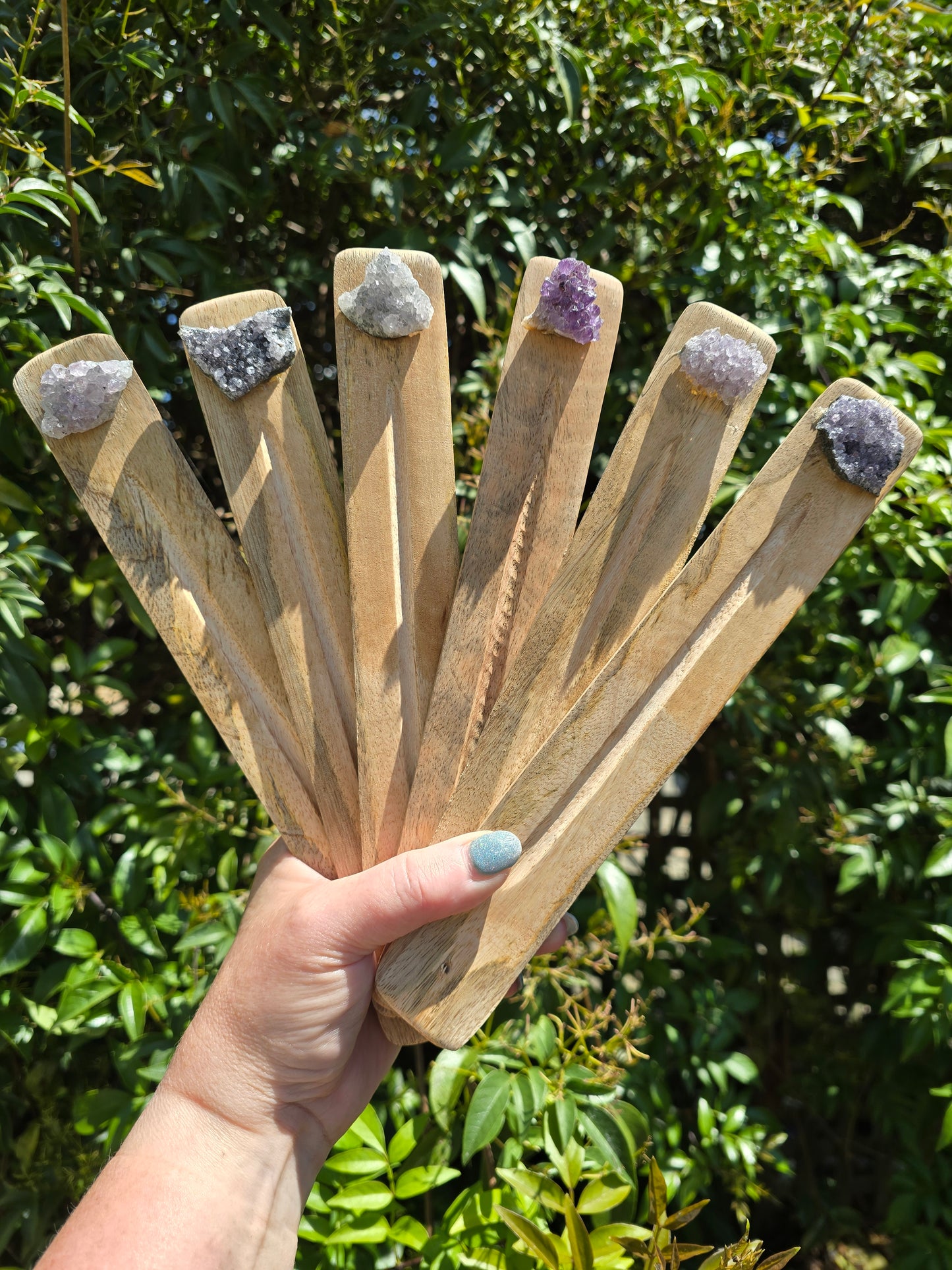 Amethyst Cluster | Wooden Incense Holder