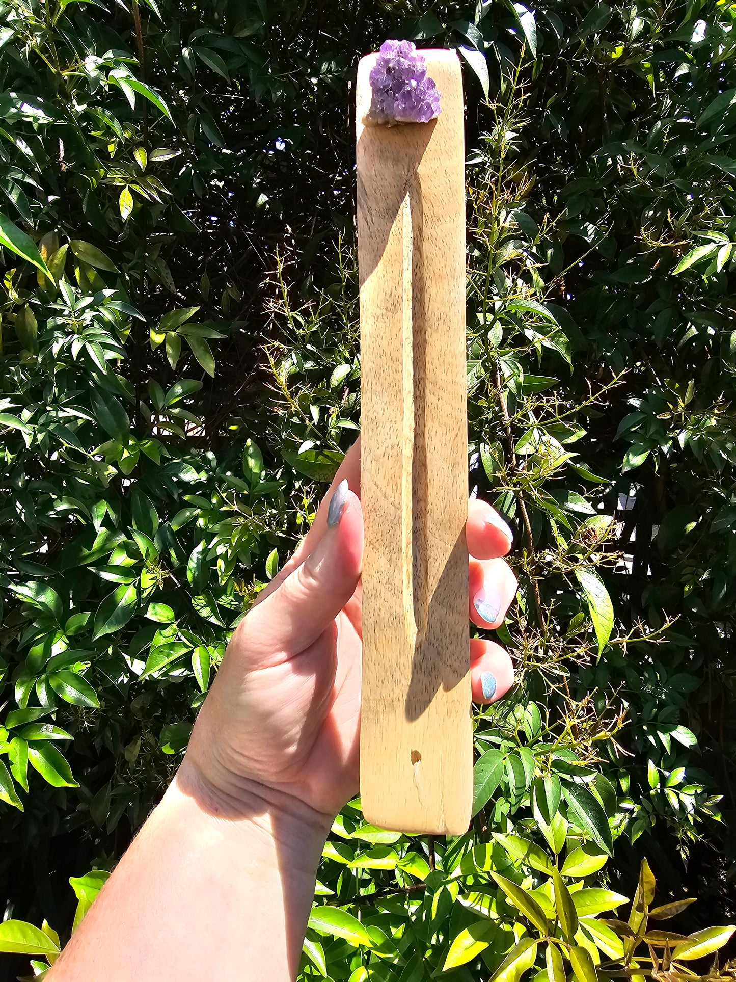 Amethyst Cluster | Wooden Incense Holder