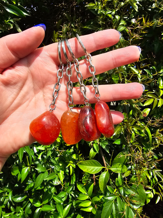 Carnelian Tumbled Stone Keyring