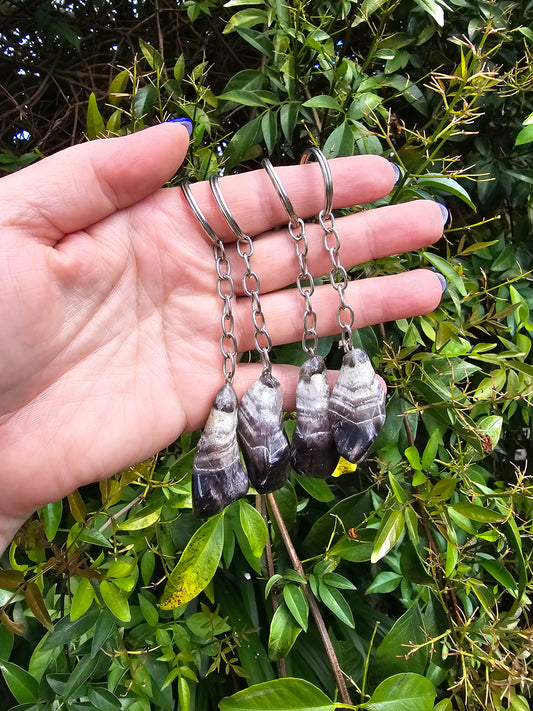 Chevron Amethyst Polished Point Keyring