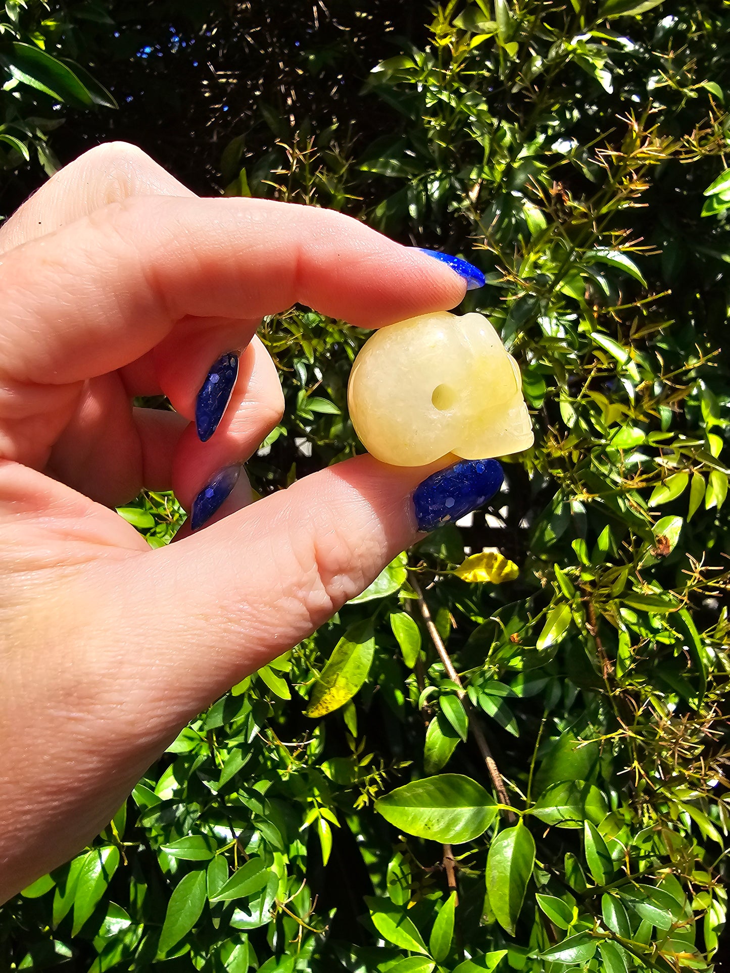 Yellow Aventurine Skull With Hole