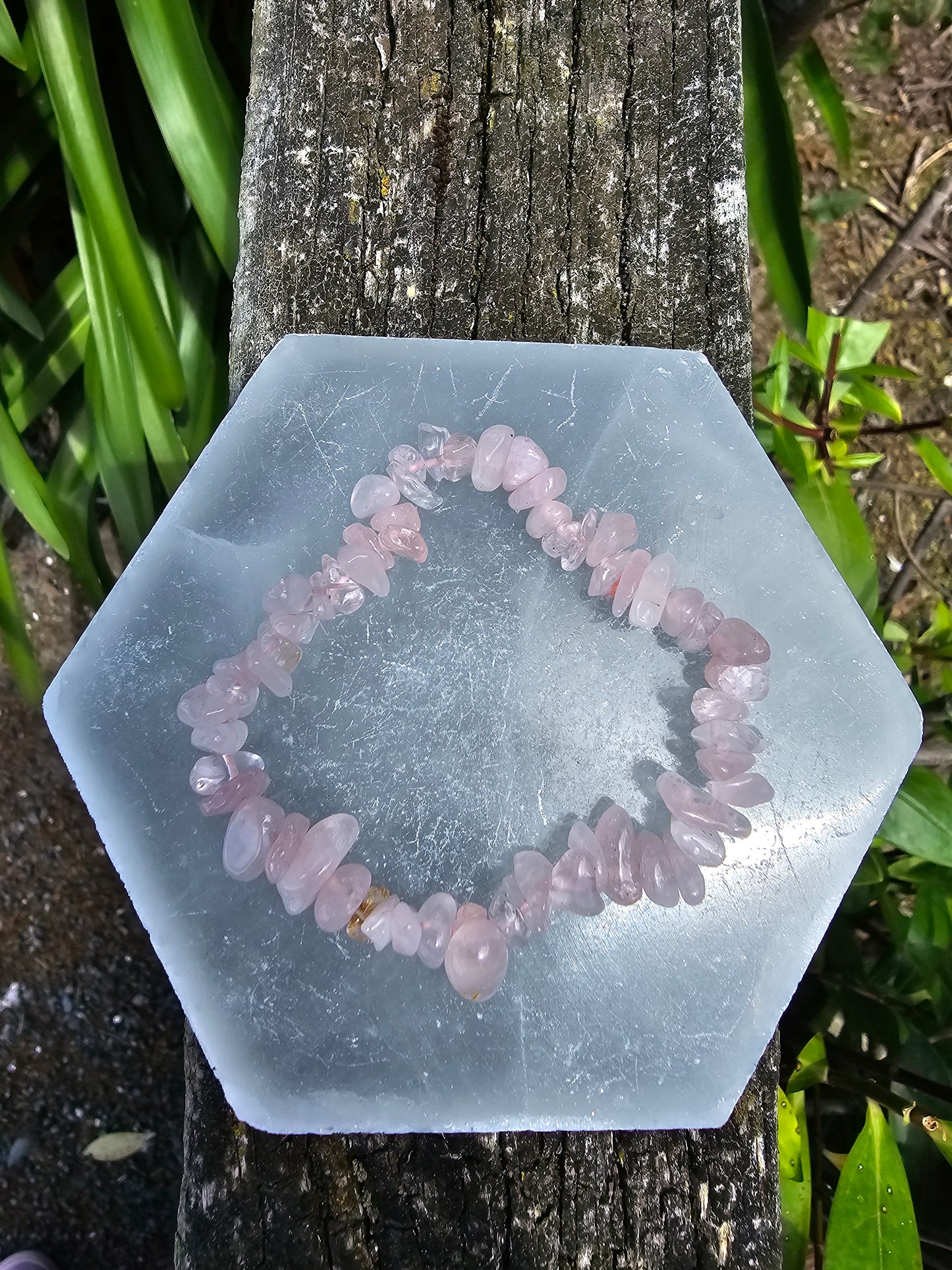 Rose Quartz Crystal Chip Bracelet