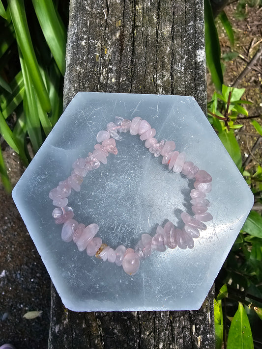 Rose Quartz Crystal Chip Bracelet