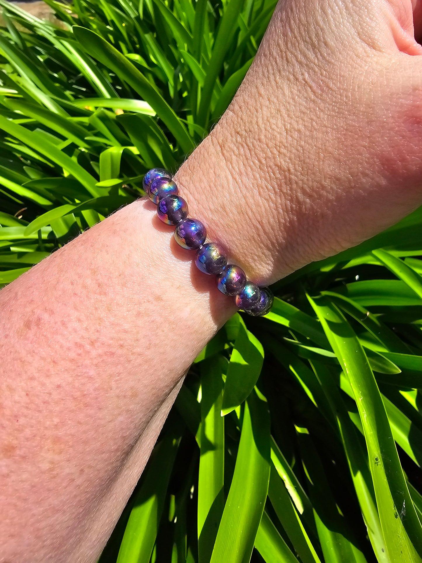 Rainbow Hematite | Round Bead Bracelet