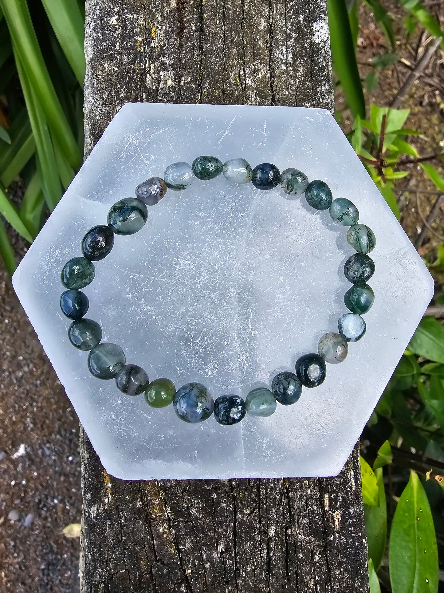 Moss Agate | Small Nugget Bead Bracelet