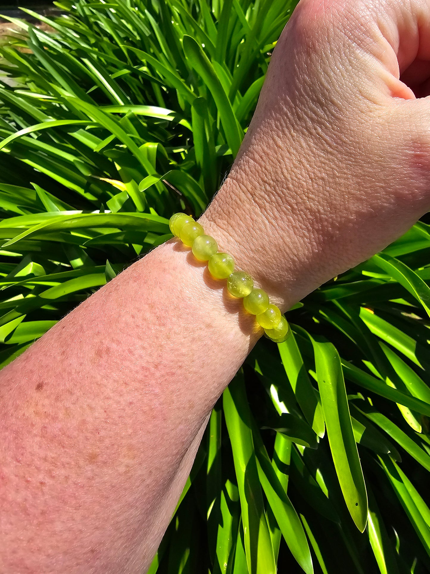 Lemon Serpentine | Round Bead Bracelet