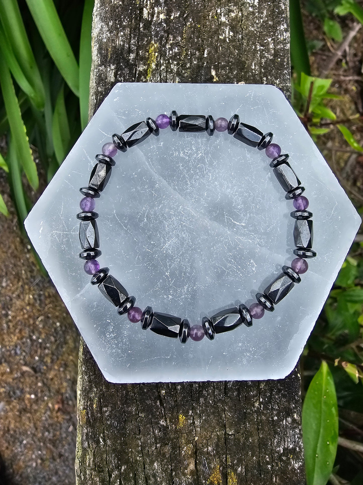 Hematite & Amethyst | Bead Bracelet