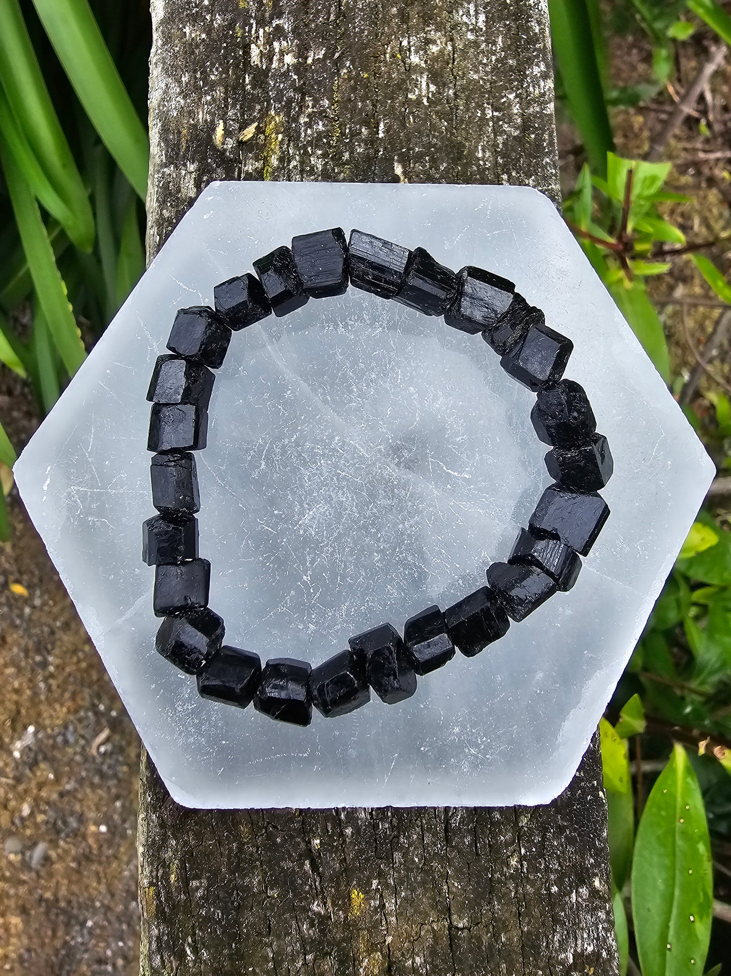 Black Tourmaline | Rough Nugget Bead Bracelet