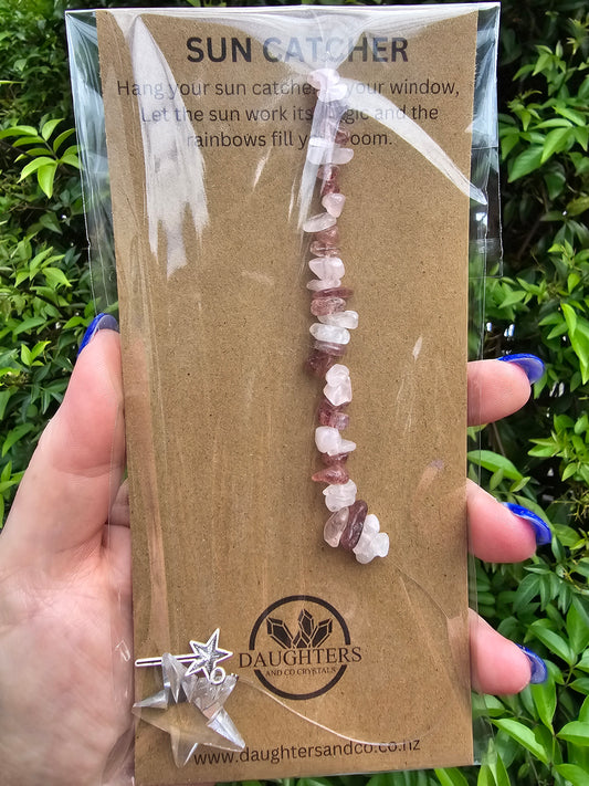 Strawberry Quartz & Rose Quartz | Star Sun Catcher