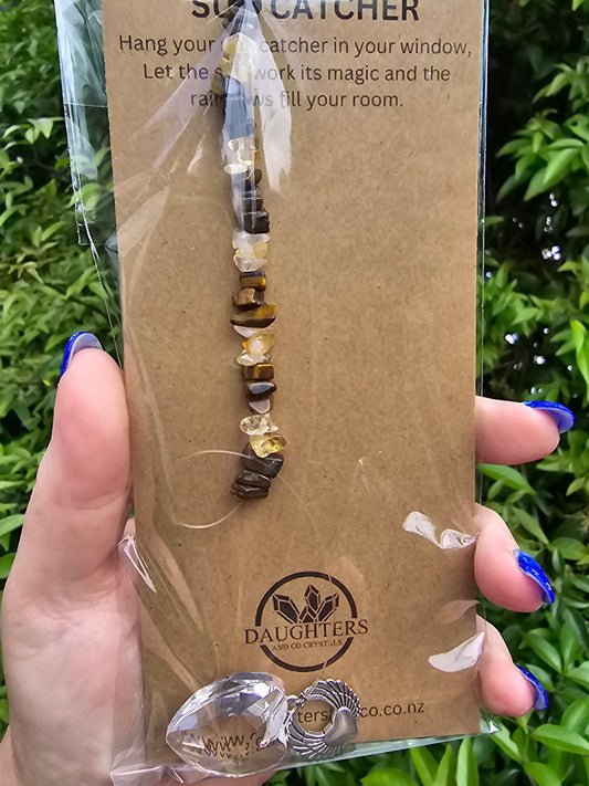 Citrine & Tigers Eye | Heart Sun Catcher