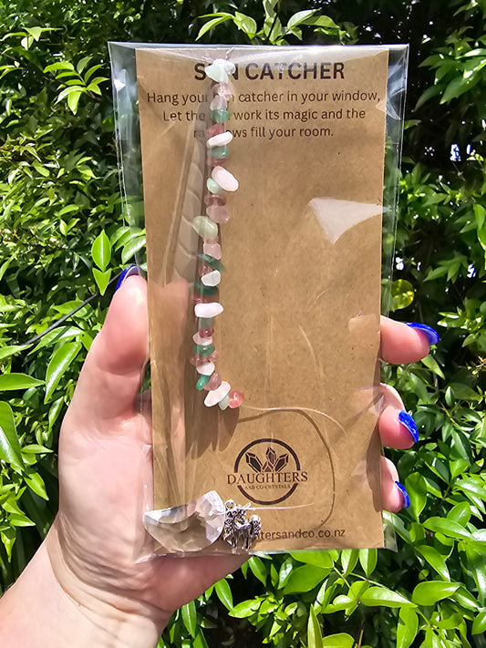 Strawberry Quartz, Green Aventurine & Rose Quartz | Moon Sun Catcher