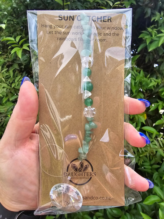 Green Aventurine & Clear Quartz | Sun Sun Catcher