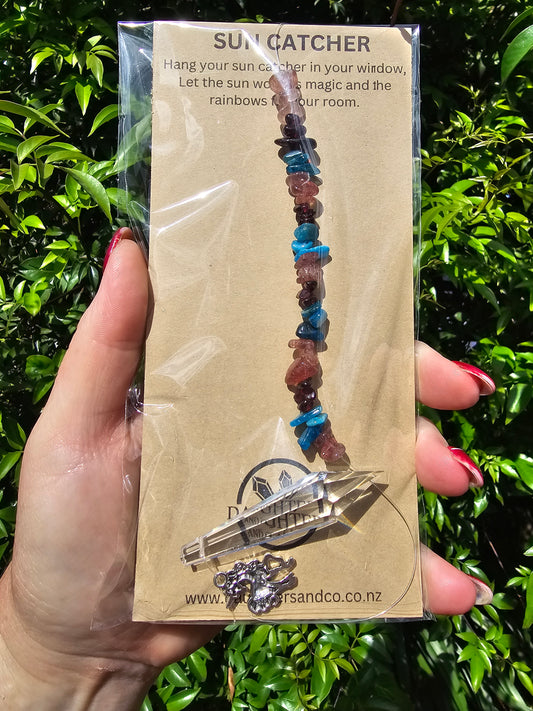 Garnet, Strawberry Quartz & Apatite | Point Sun Catcher