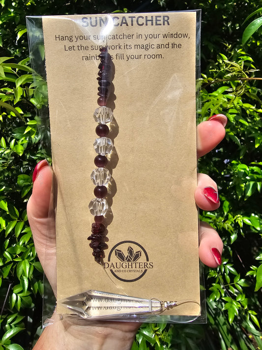 Garnet & Cats Eye | Point Sun Catcher