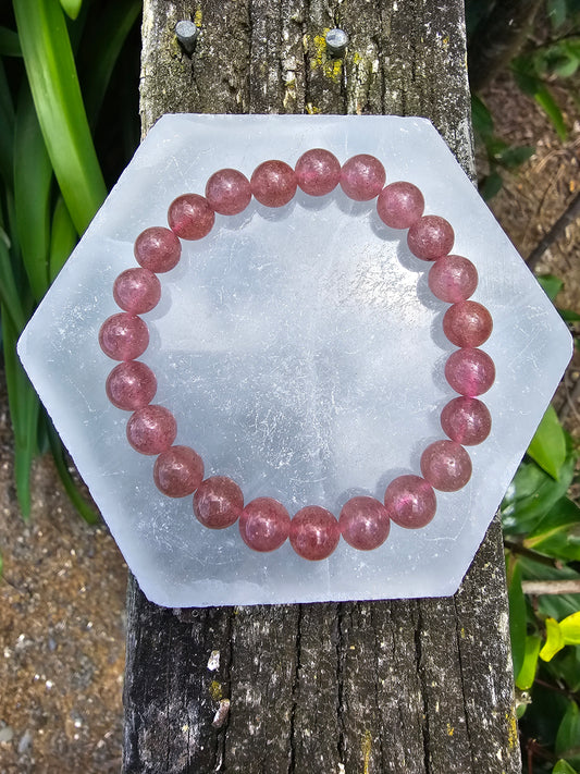 Strawberry Quartz | Round Bead Bracelet