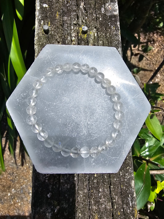 Clear Quartz | Round Bead Bracelet