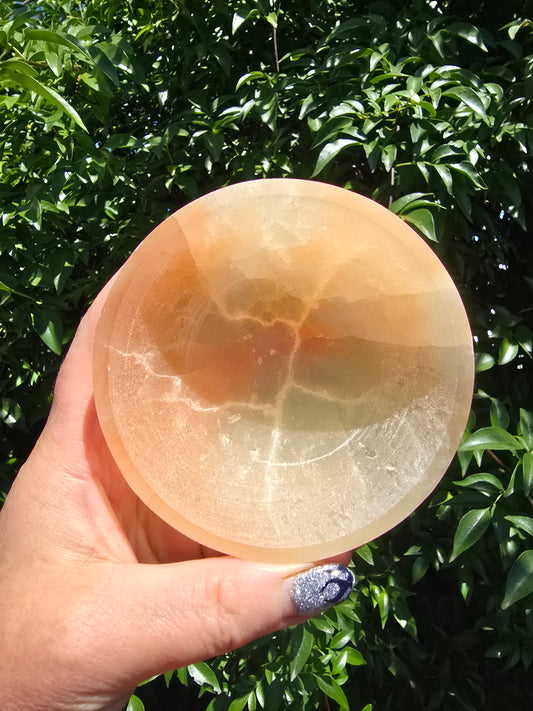 Orange Selenite Round Bowl Large