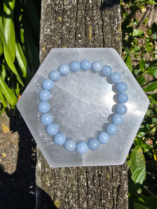 Angelite | Round Bead Bracelet