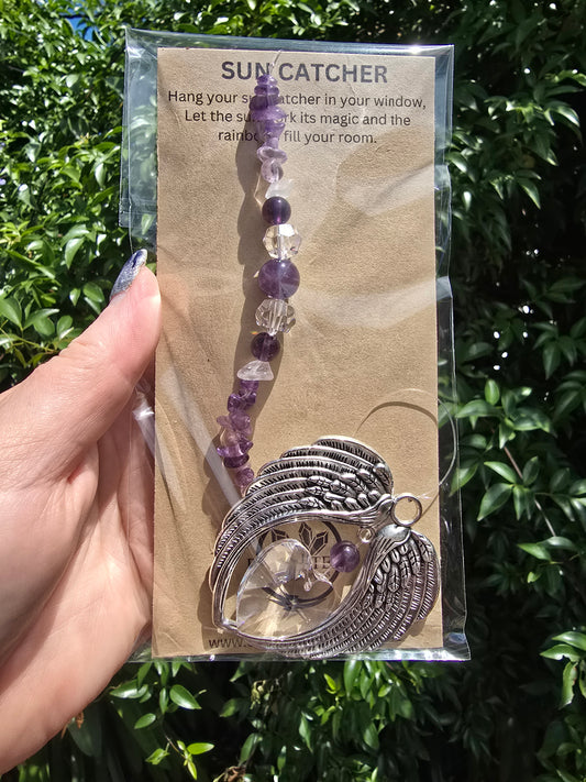 Amethyst | Angel Wing Heart Sun Catcher