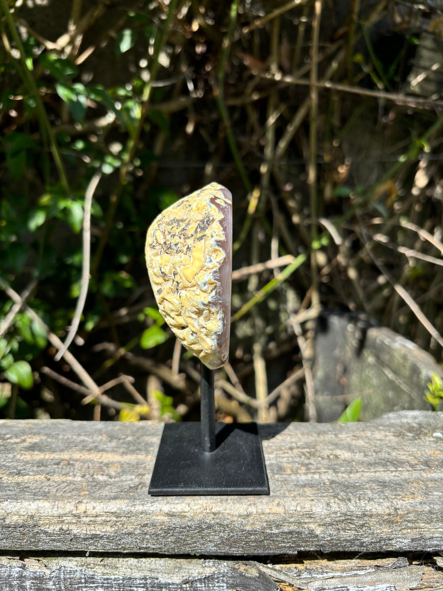 Natural Agate Geode On Metal Stand B