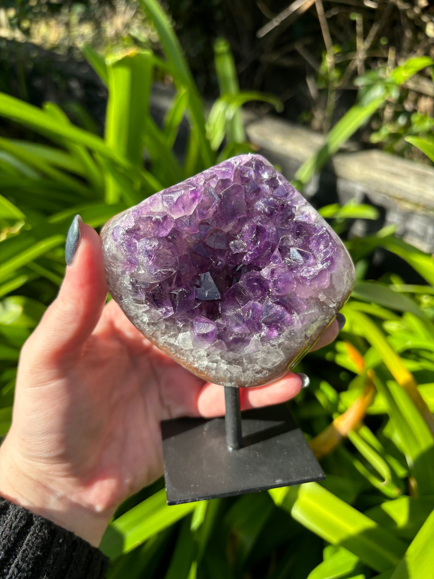 Amethyst Cluster On Metal Stand