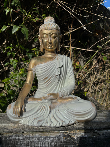Gold & White Meditating Buddha X Large