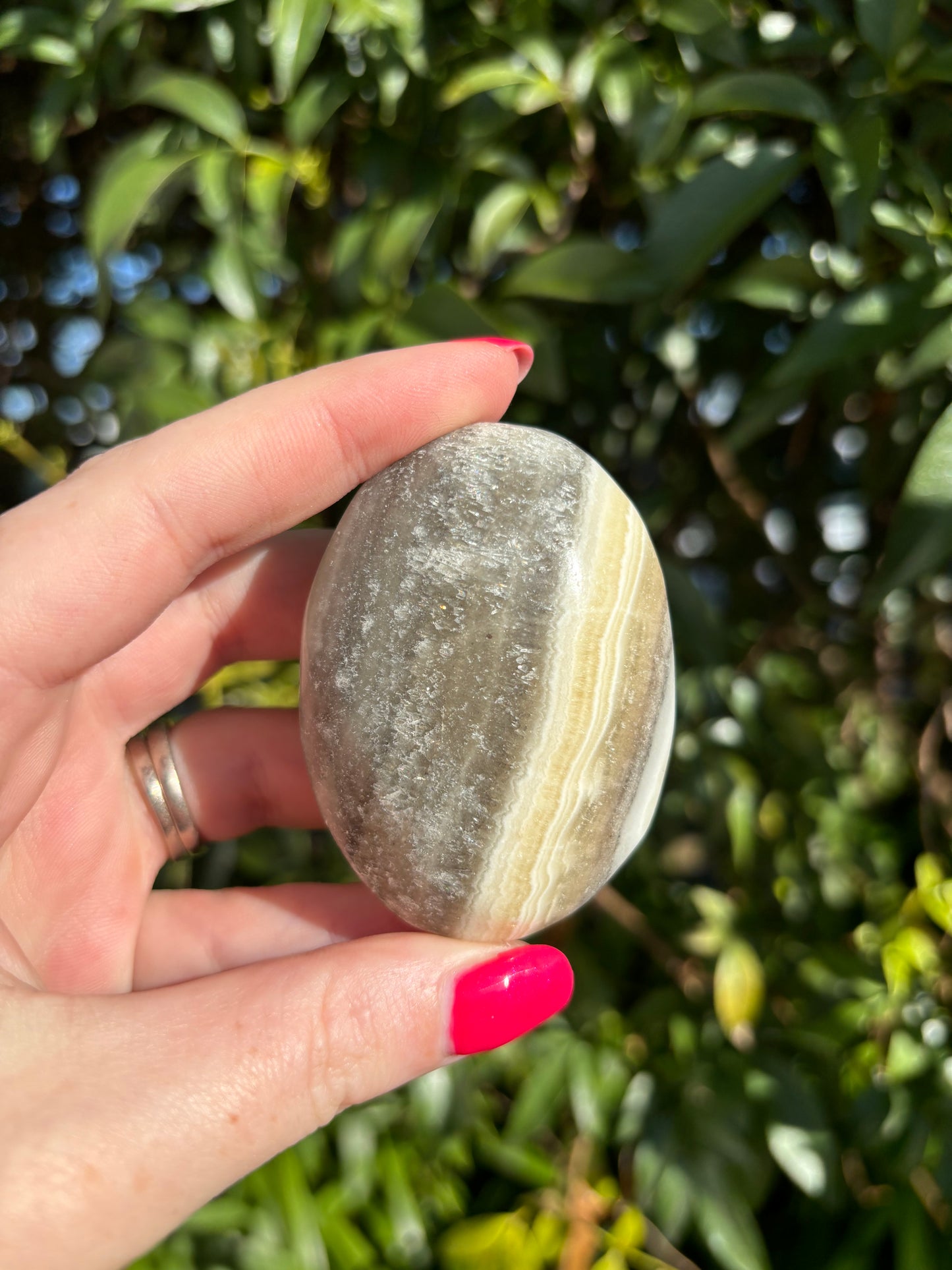 Zebra Calcite Palm Stone B