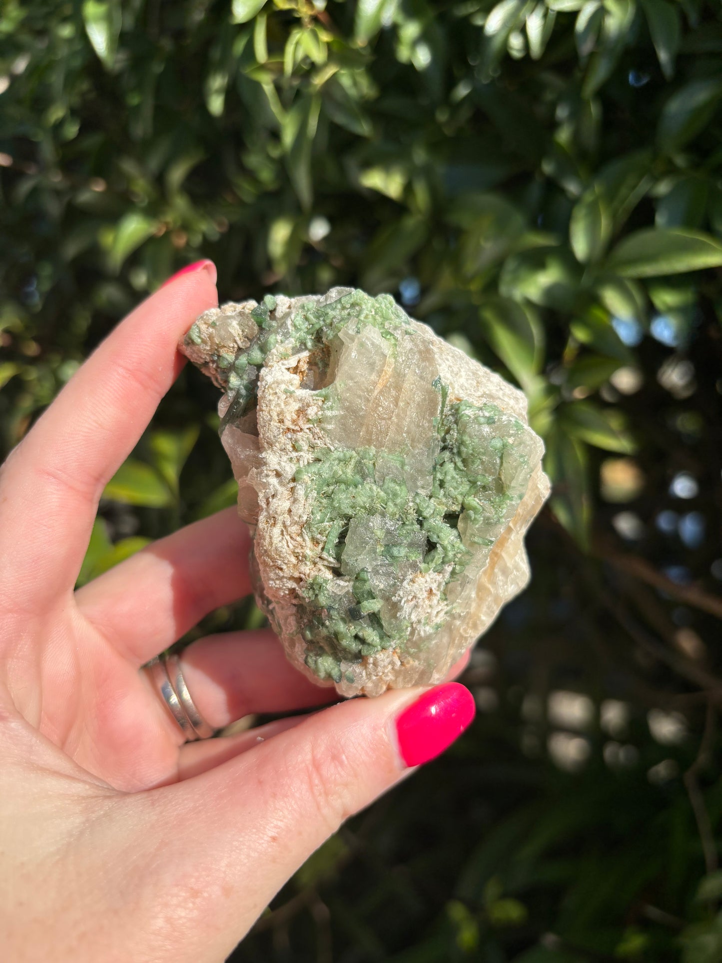 Quartz With Green Tourmaline Rough Piece