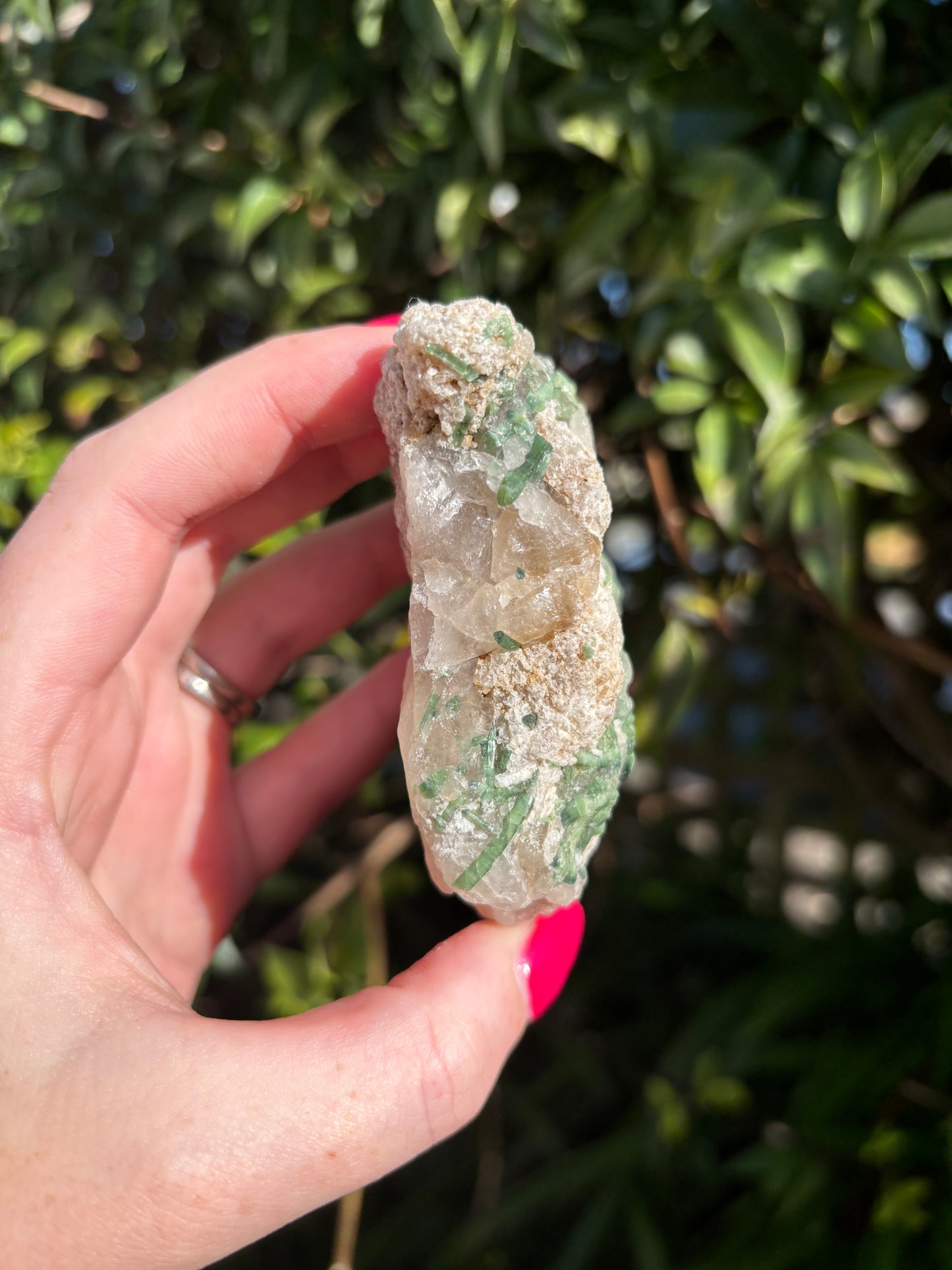 Quartz With Green Tourmaline Rough Piece