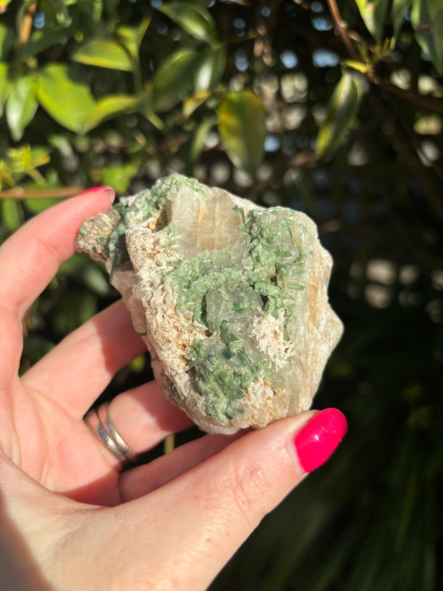 Quartz With Green Tourmaline Rough Piece