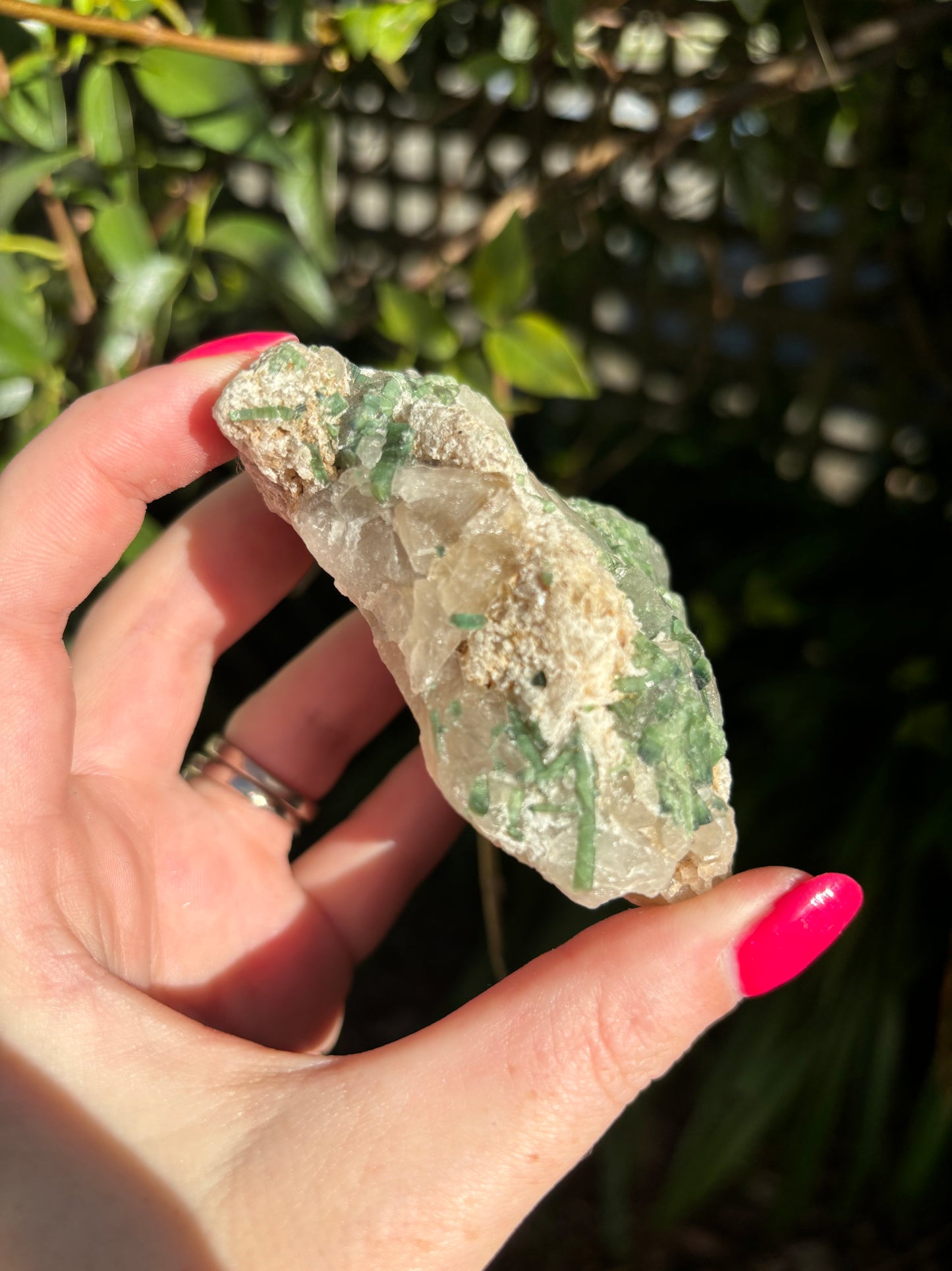 Quartz With Green Tourmaline Rough Piece